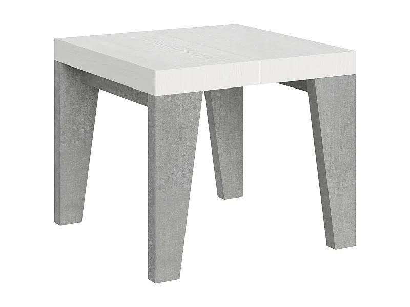 Mesa extensible cuadrada pequeña de madera blanca y gris de 90 a 246 cm Naxo-Base y soporte con ruedas