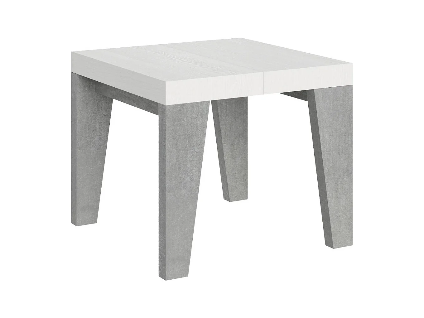 Petite table carrée extensible bois blanc et gris 90 à 246cm Naxo-Sur roulettes