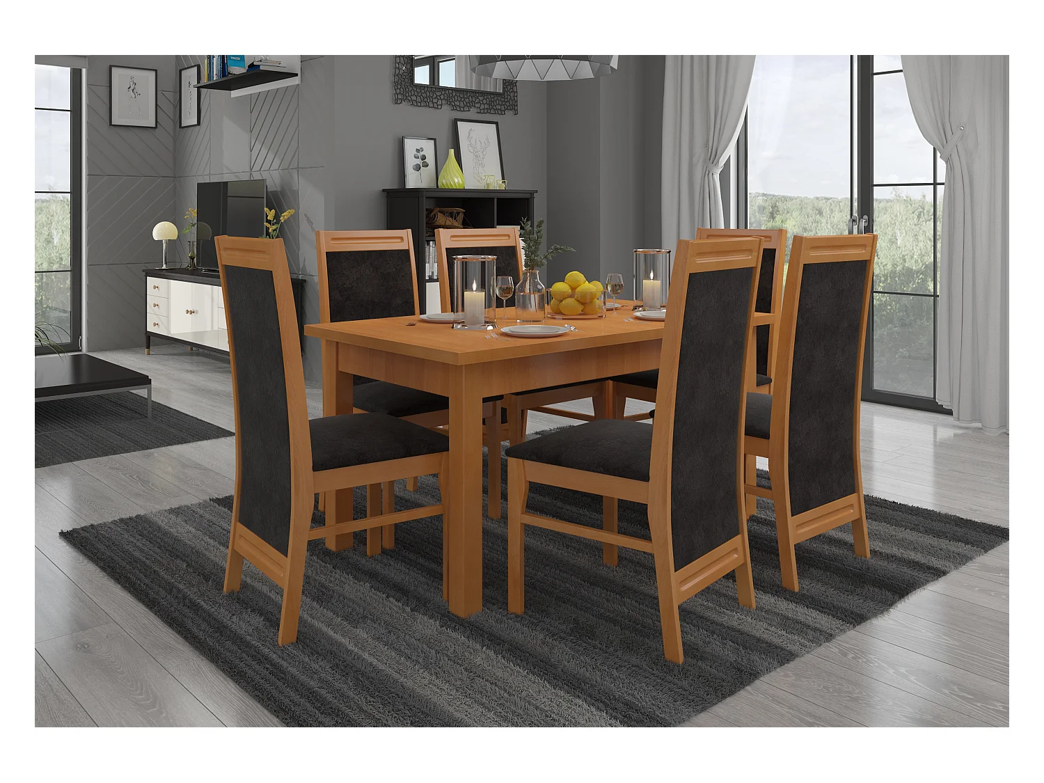 Table extensible 140-180cm en bois clair de hêtre Komba