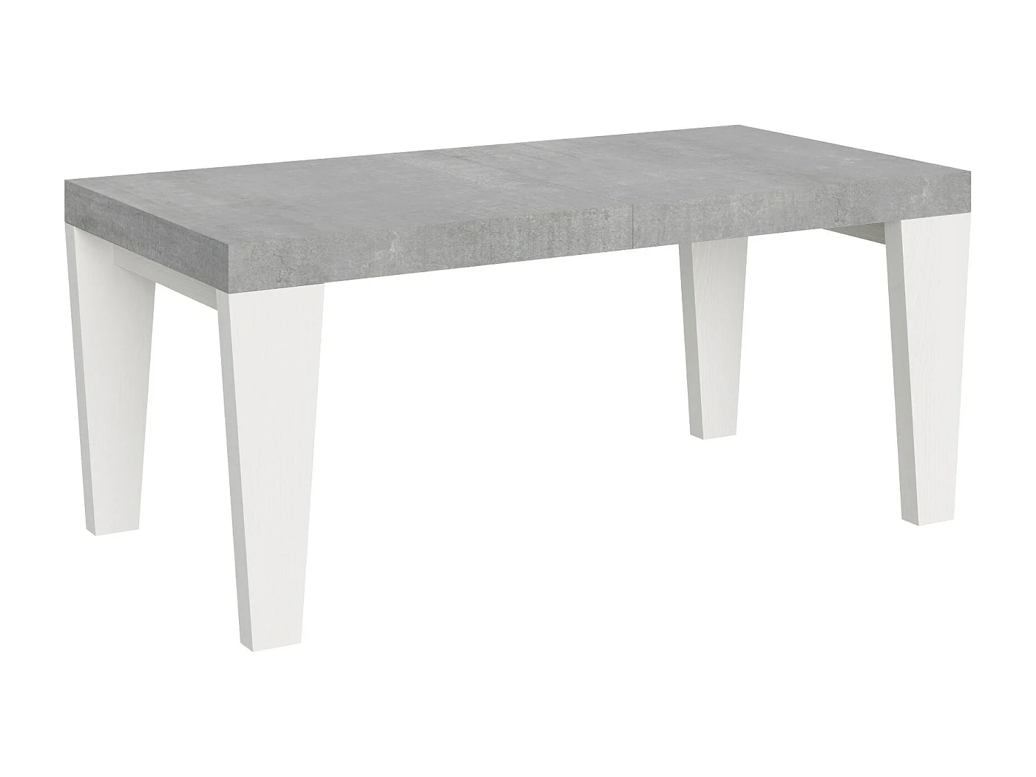 Table extensible gris béton et pieds bois blanc 6 à 20 places Kristo 180 à 440cm-Sur roulettes