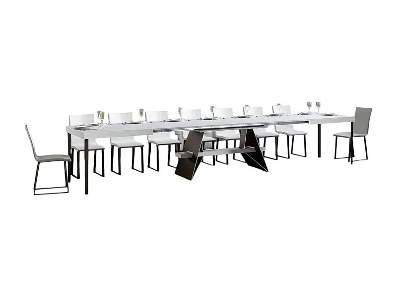 Grote uitschuifbare withouten tafel en donkergrijze stalen poten 8 tot 20 zitplaatsen 180 tot 440 cm Klaro