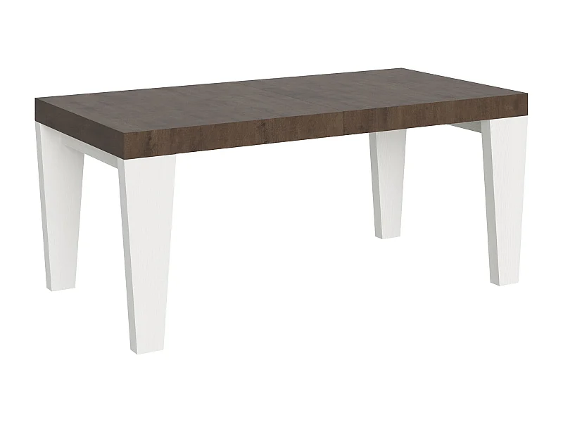 Uitschuifbare walnoothouten tafel en witte houten poten voor 6 tot 12 personen Kristo L 180 tot 284 cm-Steun 4 voet