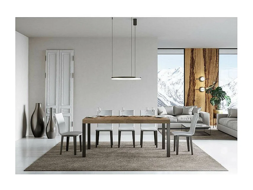 Karry uitschuifbare eettafel-Kleur Natuurlijk-Steun 2 voet-Uitschuifbare breedte