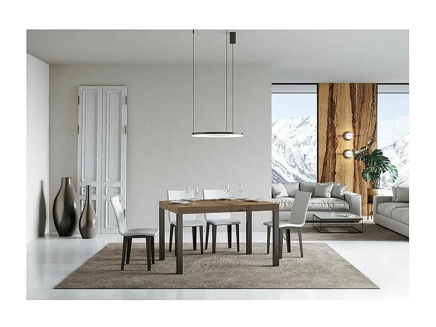 Table à manger extensible Karry-Couleur Naturel-2 pieds-130 à 390cm