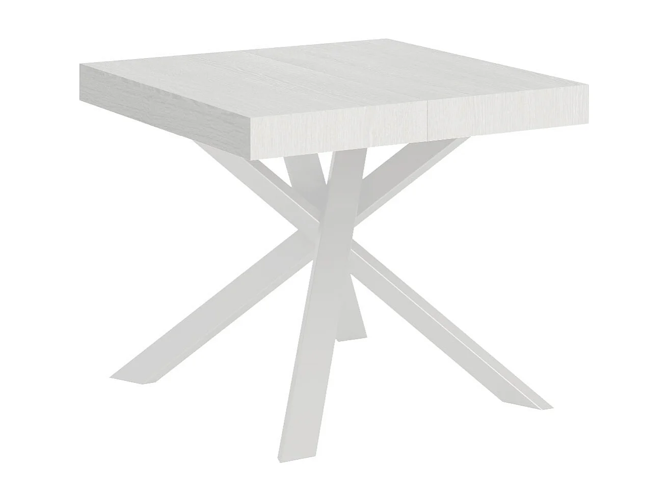 Petite table carrée extensible 90x90-194 pieds acier blanc Karzy-Couleur Blanc