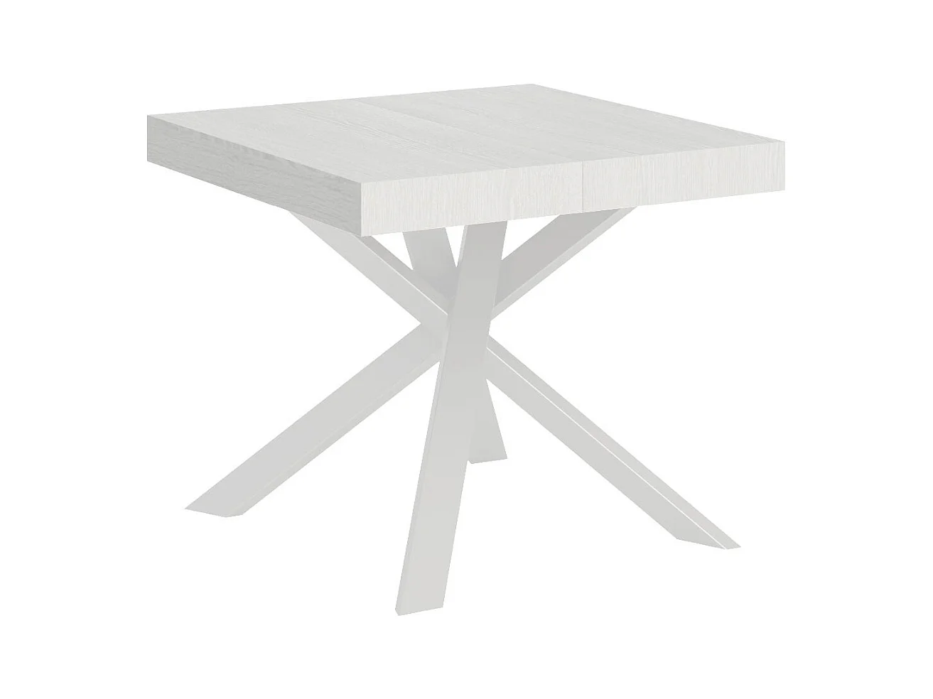 Petite table carrée extensible 90x90-194 pieds acier blanc Karzy-Couleur Blanc