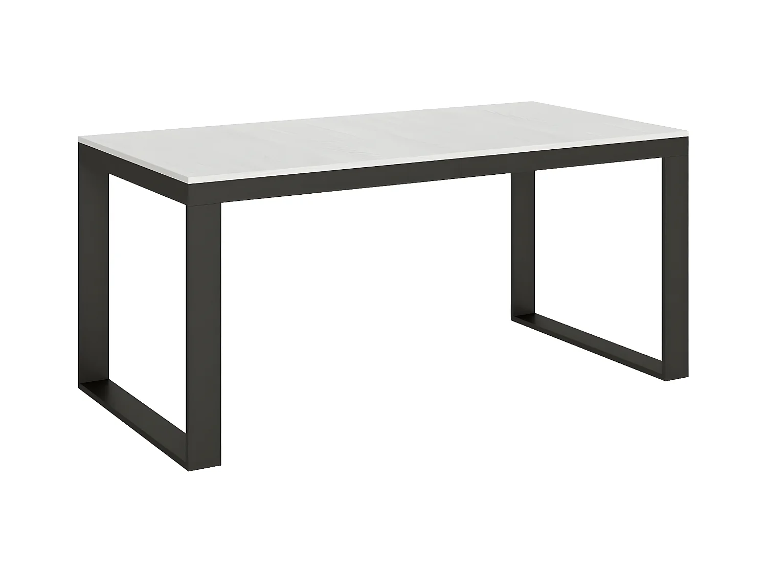 Table extensible 180 à 440cm blanche et métal anthracite Likro-Support 4 pieds