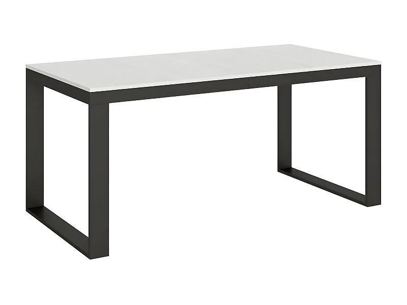 Uitschuifbare tafel 180 tot 440 cm wit en antraciet metaal Likro-Steun 4 voet