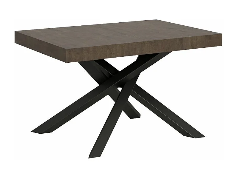 Mesa extensible para 4 a 18 personas en madera oscura y antracita patas entrelazadas L 130 a 390 cm Artemis