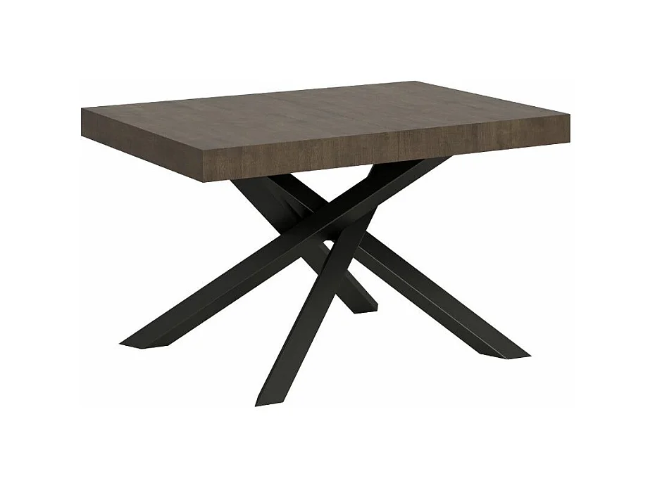 Table extensible pieds entrelacés anthracite Artemis-Couleur Marron-5 rallonges fines-130 à 390cm