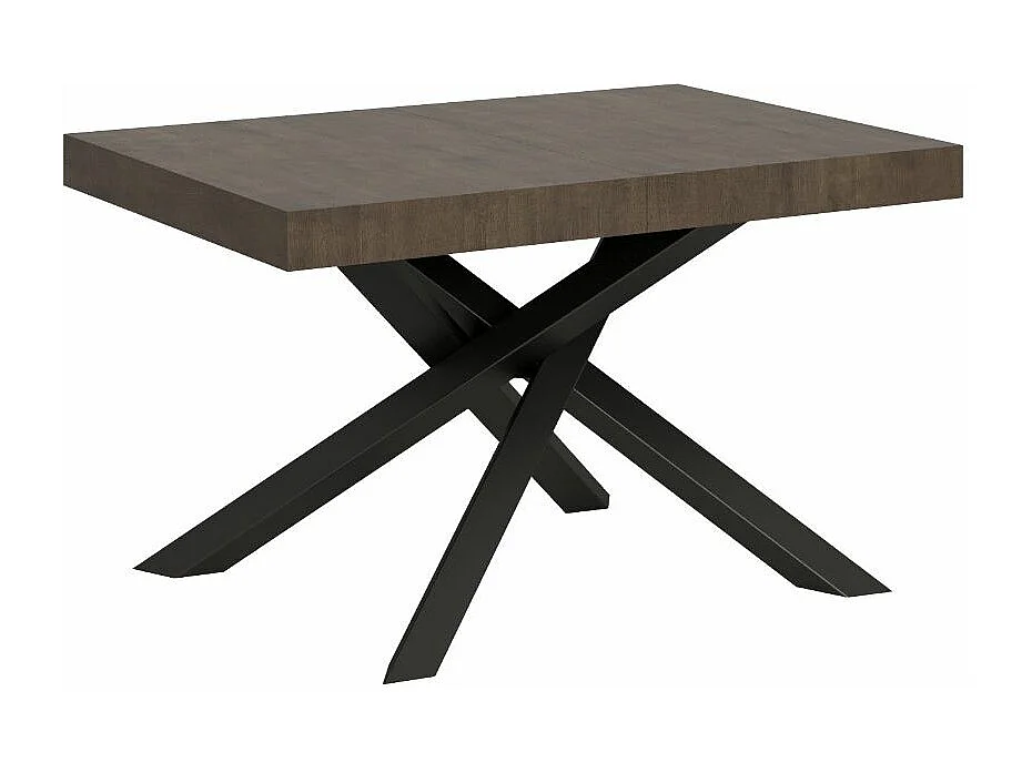 Table extensible pieds entrelacés anthracite Artemis-Couleur Marron-5 rallonges fines-130 à 390cm