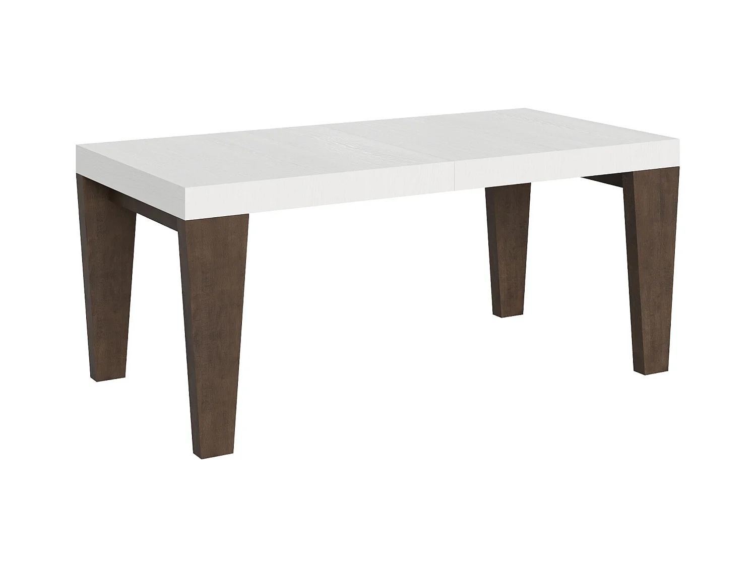 Table extensible blanche et pieds bois noyer 6 à 12 personnes Kristo L 180 à 284cm-Sur roulettes