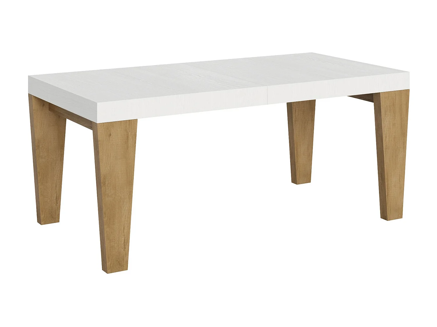 Table extensible blanche et pieds chêne naturel 6 à 12 personnes Kristo L 180 à 284cm-4 pieds