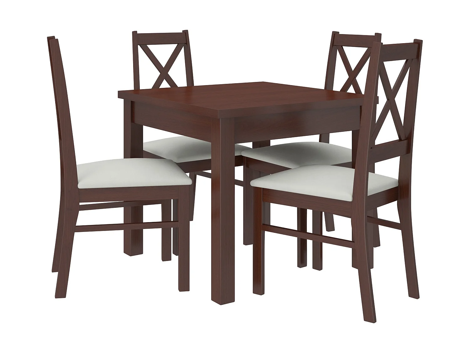 Petite table à manger carrée 80-80cm en bois Noyer foncé Orka