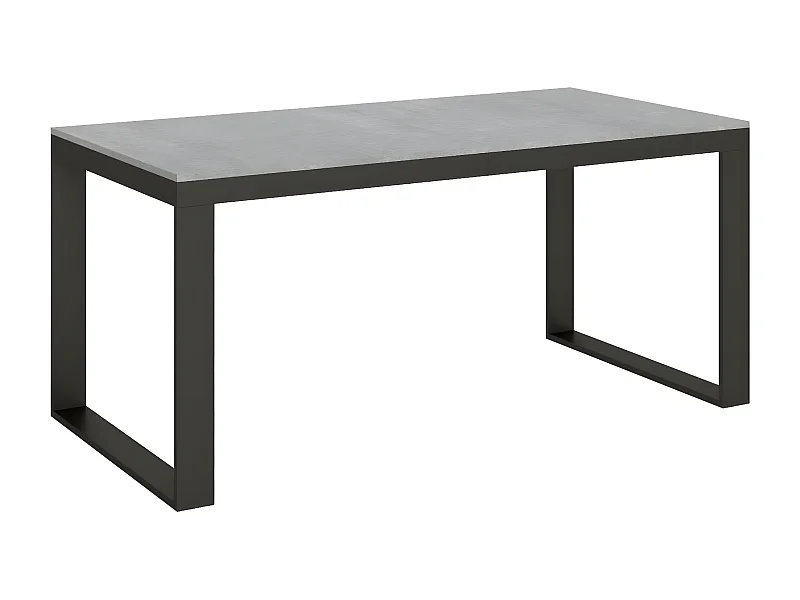 Table extensible 180 à 284cm gris béton et métal anthracite Likro