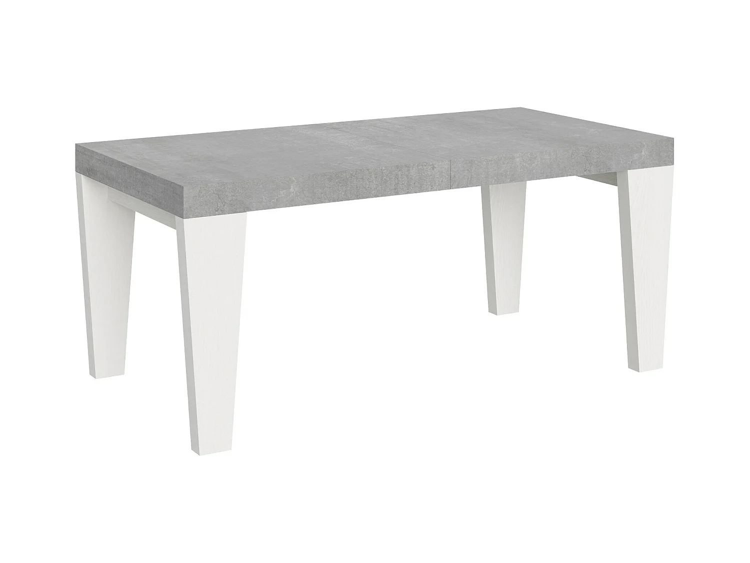 Table extensible gris béton et pieds bois blanc 6 à 12 personnes Kristo L 180 à 284cm-Sur roulettes