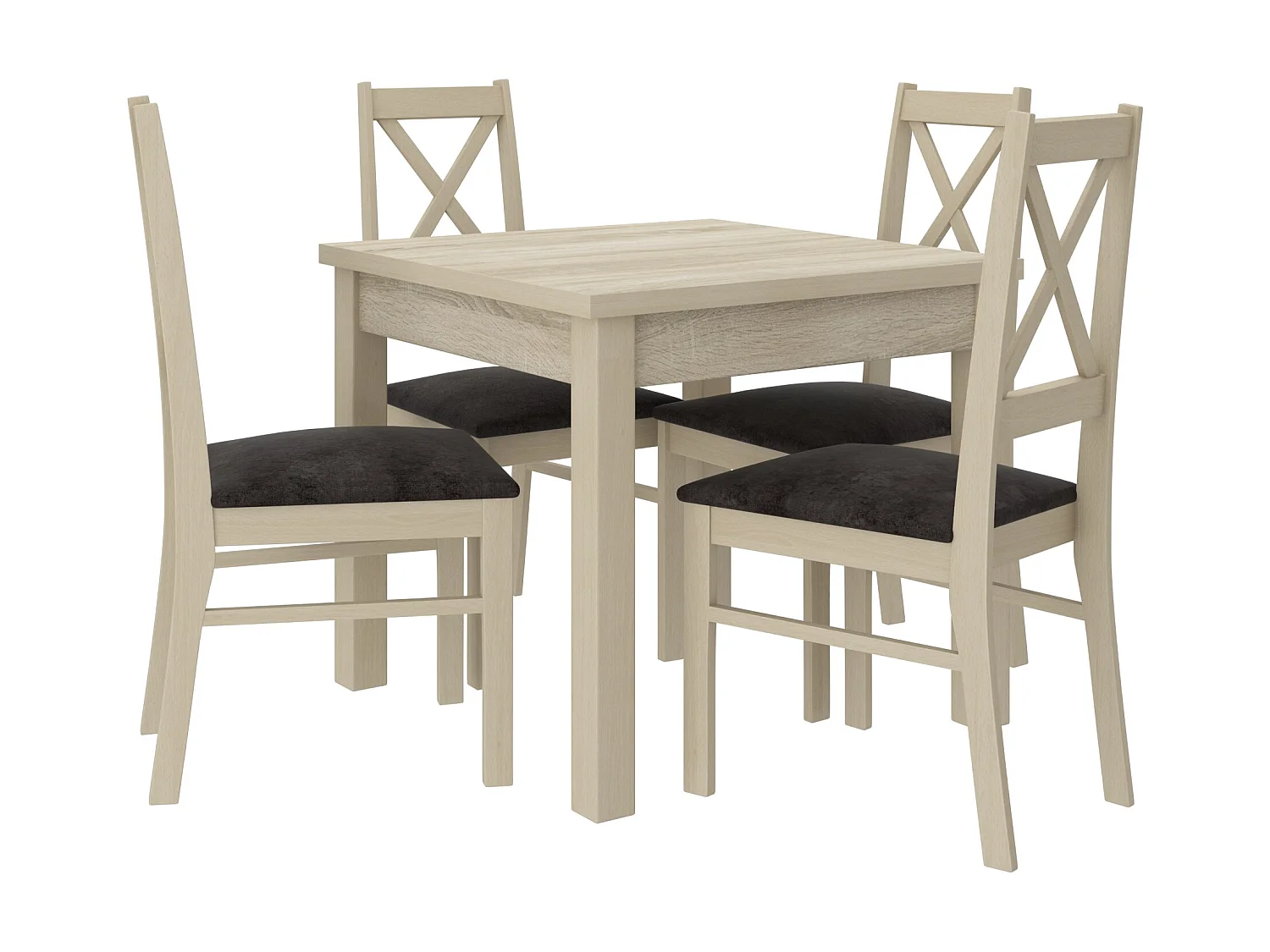 Petite table à manger carrée 80-80cm en bois clair sonoma Orka