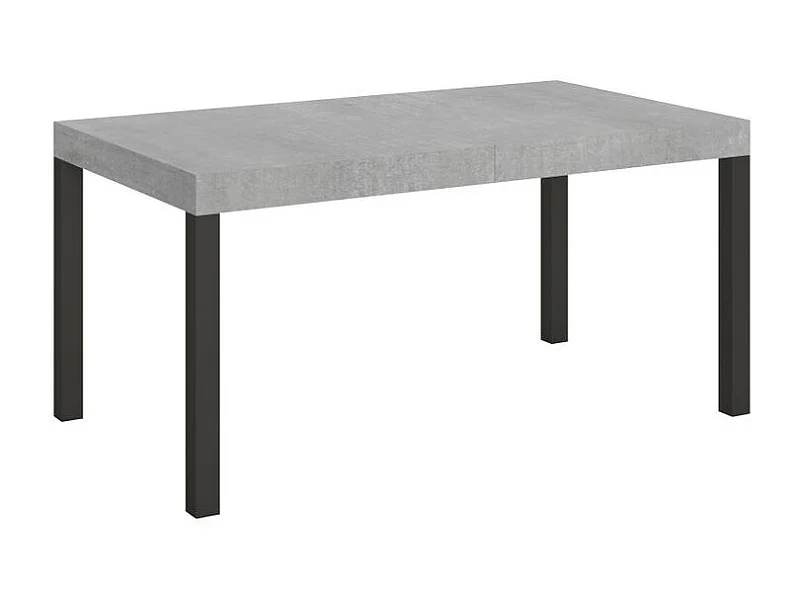 Mesa de comedor extensible Karry-Color Gris cemento-Soporte 4 pies-Ancho extensible