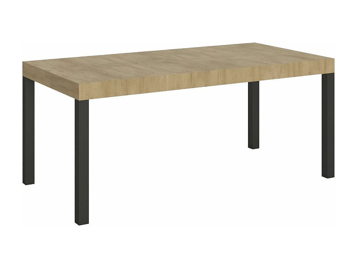 Mesa de comedor extensible Karry-Color Gris cemento-Soporte 4 pies-Ancho extensible