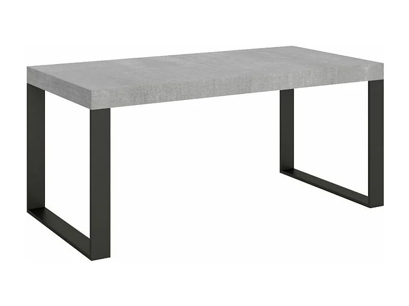 Mesa de comedor extensible tiroz-Color Gris cemento-Soporte 4 pies-5 alargaderas finas-Ancho extensible
