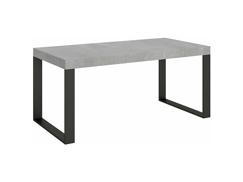 Table à manger extensible Tiroz-Couleur Gris ciment-4 pieds-5 rallonges fines-180 à 440cm