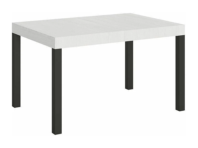 Table à manger extensible Karry-Couleur Blanc-2 pieds-130 à 390cm