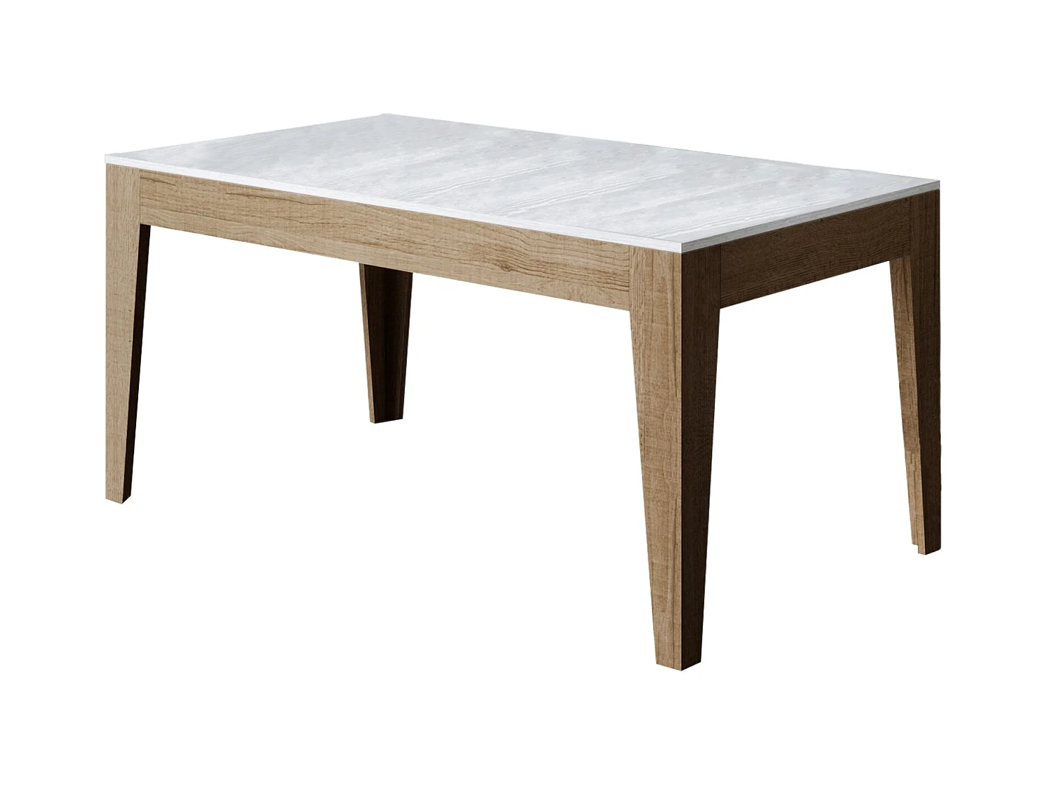 Table rectangulaire extensible 160-220cm bois clair et blanc Mixa