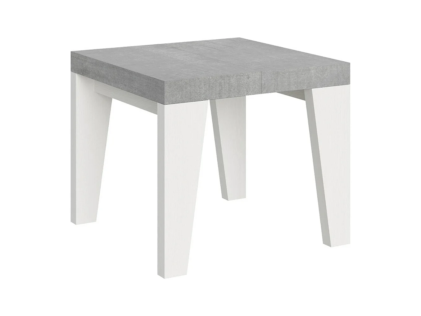 Petite table carrée extensible bois blanc et gris 90 à 246cm Nako-Sur roulettes