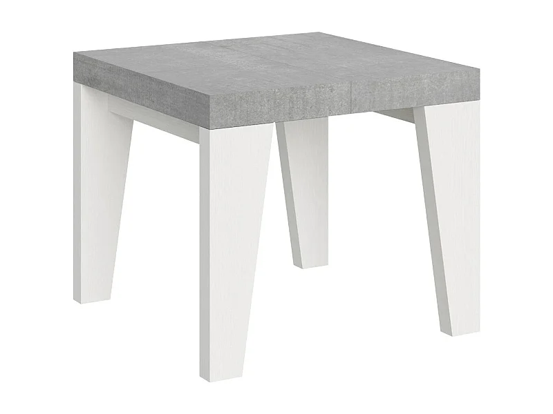 Mesa extensible cuadrada pequeña en madera blanca y gris de 90 a 246 cm Nako-Base y soporte con ruedas