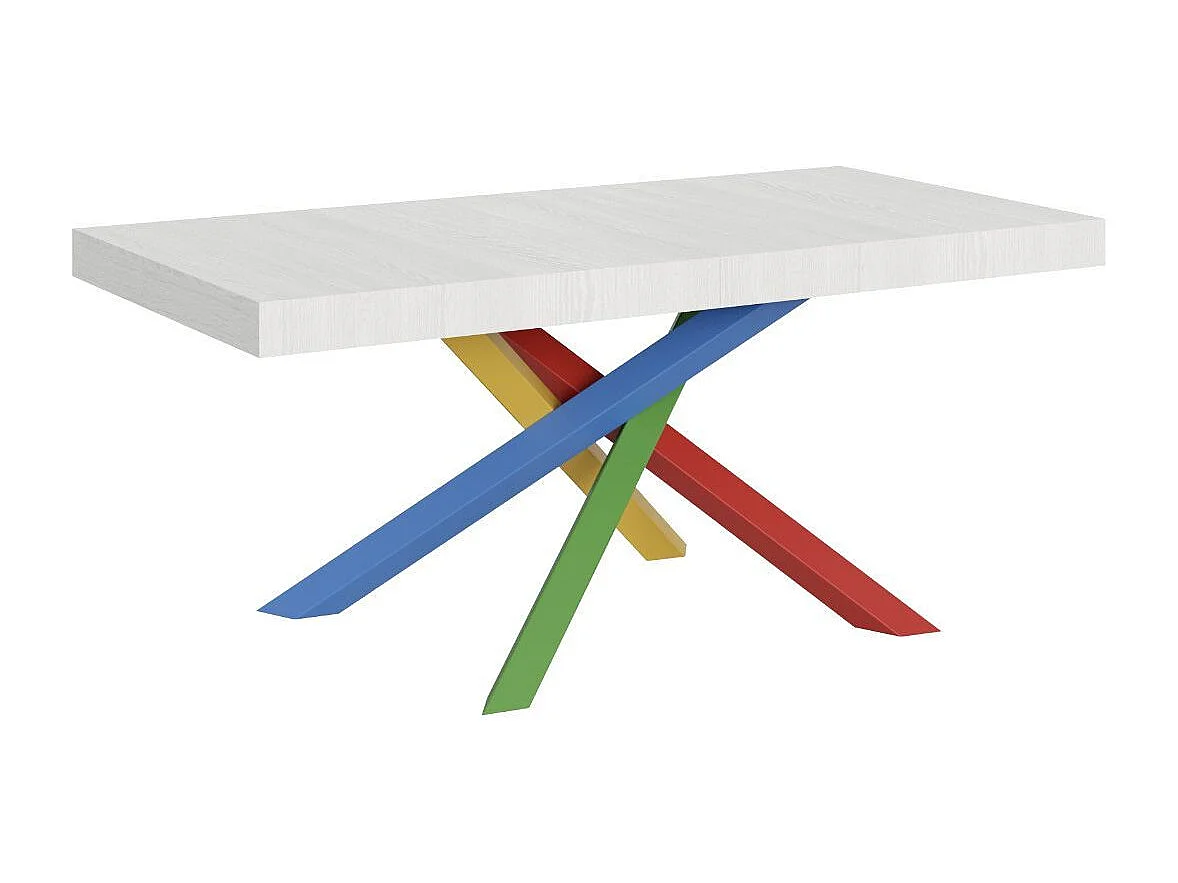 Table extensible design avec pieds entrelacés multicouleurs Artemis-Couleur Gris ciment-130 à 234cm