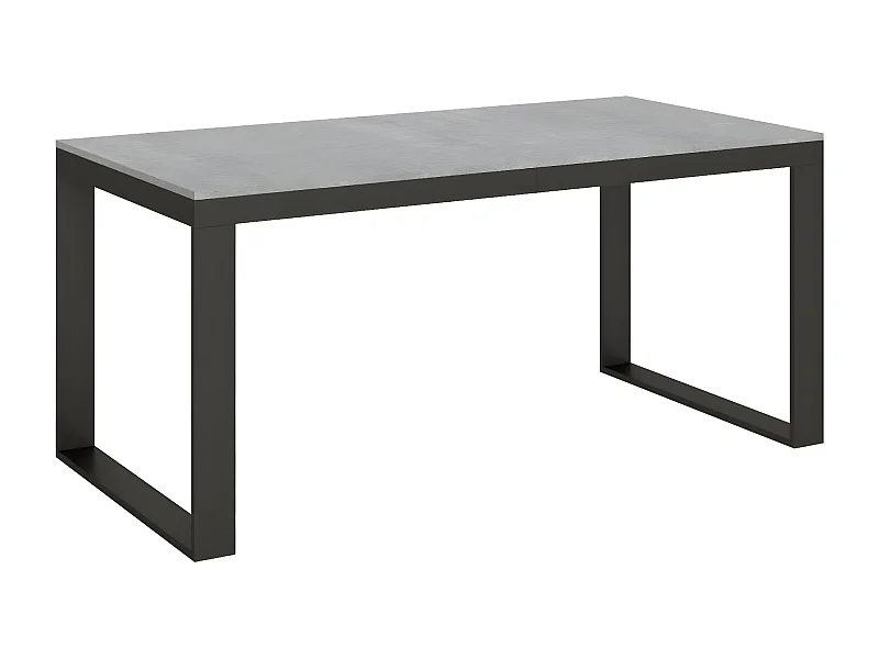 Table extensible 180 à 440cm gris béton et métal anthracite Likro-Support 4 pieds
