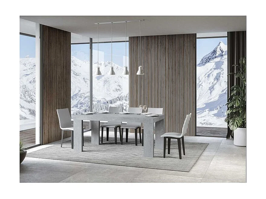 Rechthoekige uitschuifbare tafel 180 tot 284 cm betongrijs Ribo-Steun 4 voet