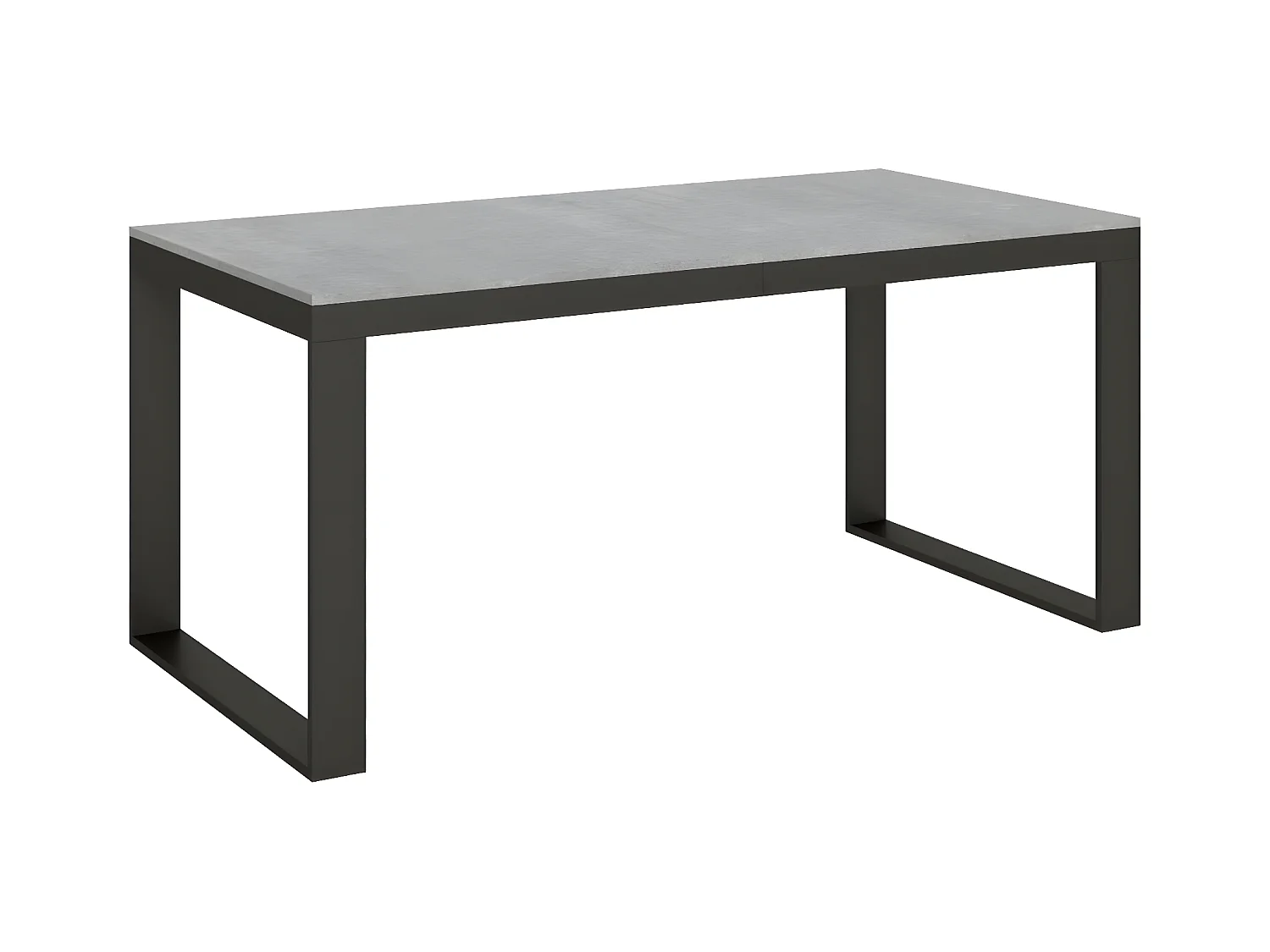 Table extensible 180 à 440cm gris béton et métal anthracite Likro-Pied et support sur roulettes
