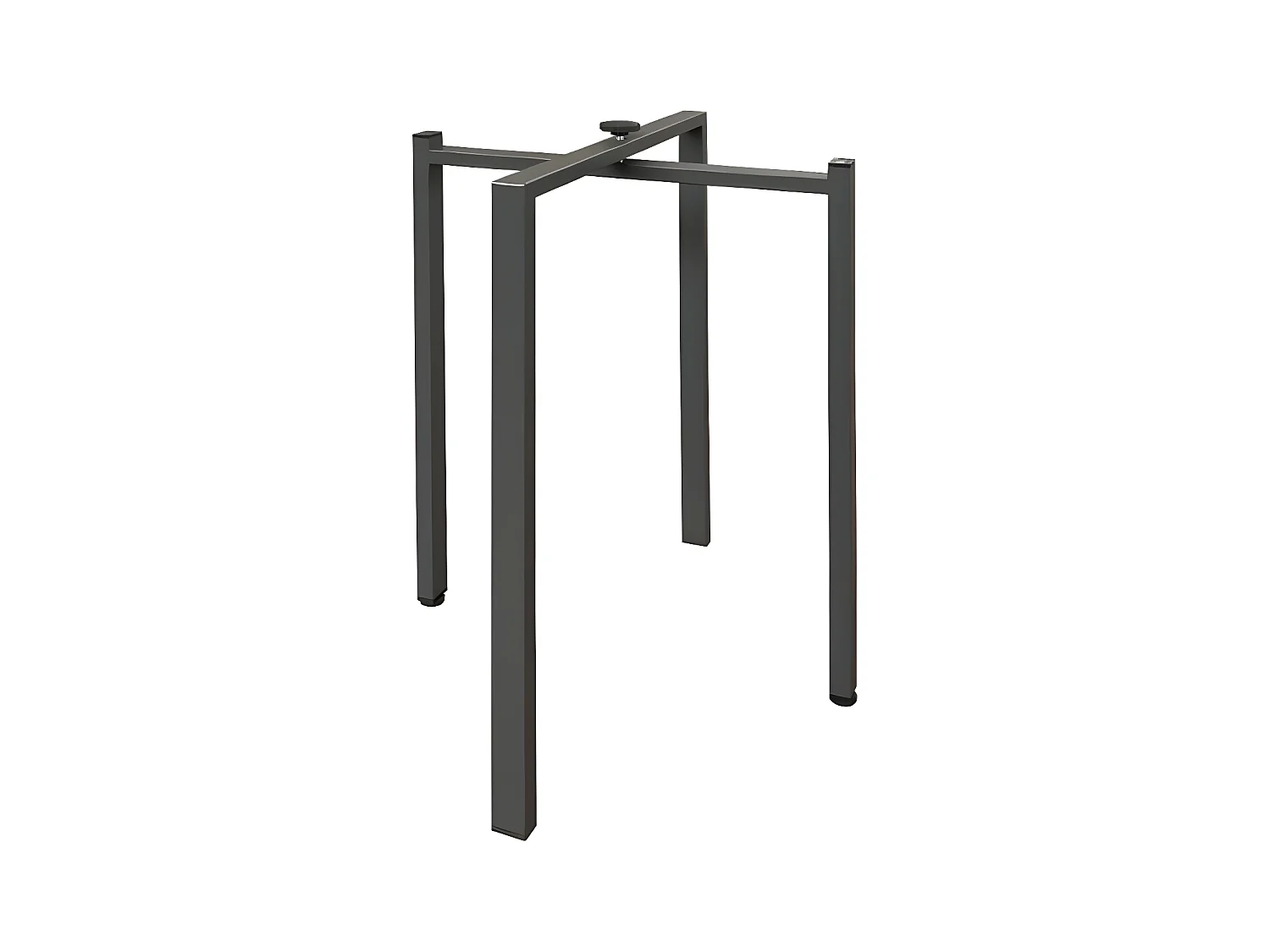 Table extensible 180 à 440cm gris béton et métal anthracite Likro-Pied et support sur roulettes