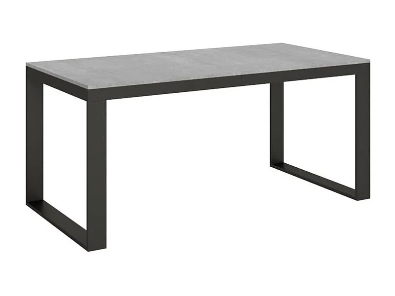 Moderna mesa extensible de 6 a 20 plazas de 180 a 440 cm de ancho Estructura de metal gris hormigón y antracita Tiroz-Base y soporte con ruedas