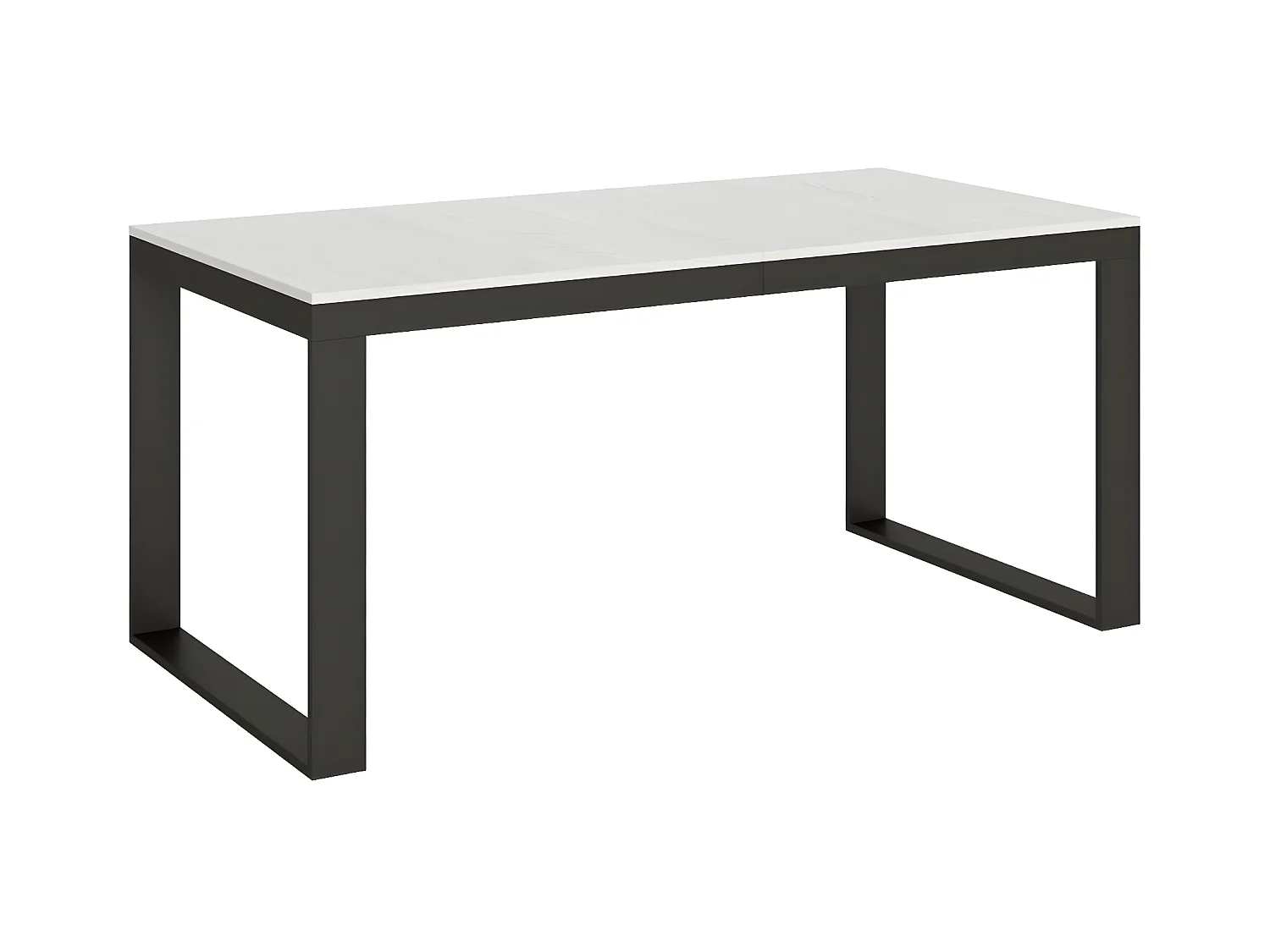 Table extensible 180 à 440cm blanche et métal anthracite Likro-Pied et support sur roulettes