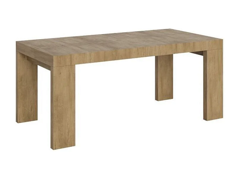Table à manger extensible bois Ribo-Couleur Naturel-Sur roulettes-2 rallonges fines-180 à 284cm