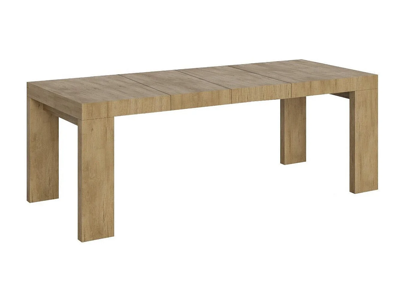 Table à manger extensible bois Ribo-Couleur Naturel-Sur roulettes-2 rallonges fines-180 à 284cm