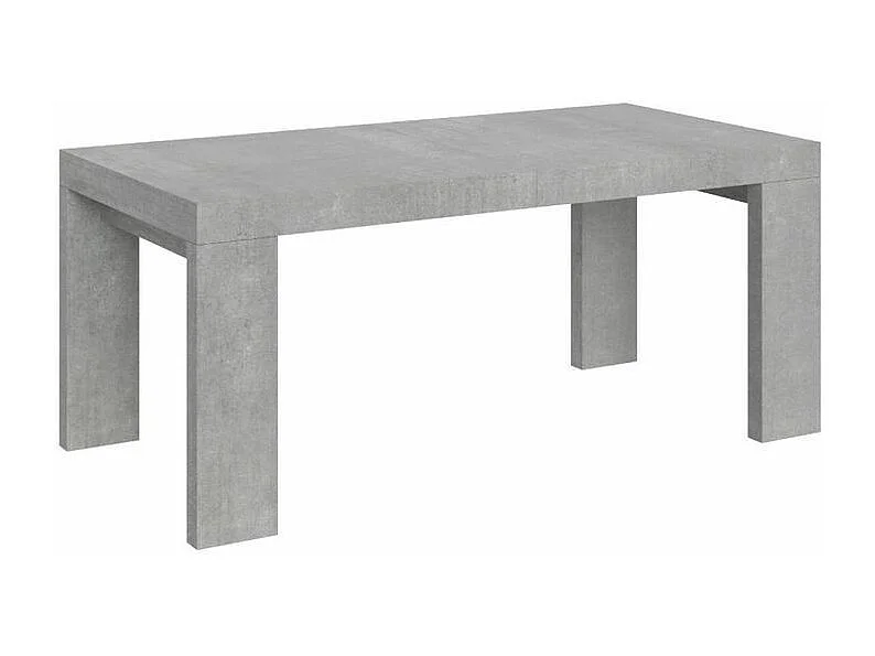Table à manger extensible bois Ribo-Couleur Gris ciment-4 pieds-2 rallonges fines-160 à 264cm