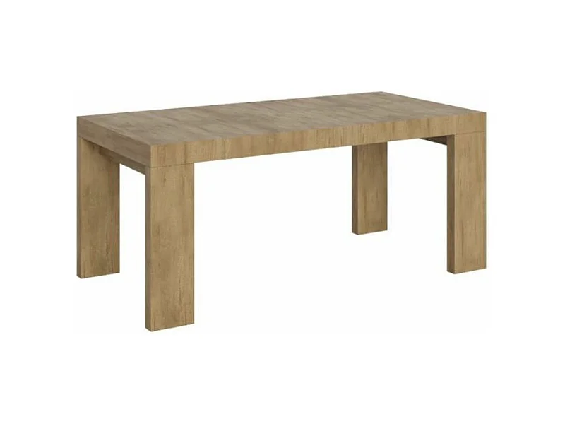 Table à manger extensible bois Ribo-Couleur Naturel-4 pieds-2 rallonges fines-160 à 264cm