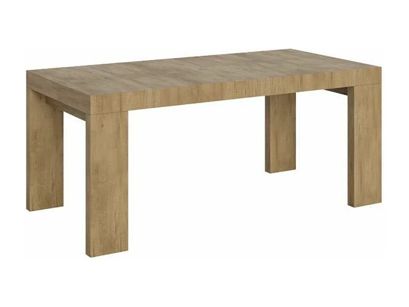 Table à manger extensible bois Ribo-Couleur Naturel-4 pieds-2 rallonges fines-160 à 264cm