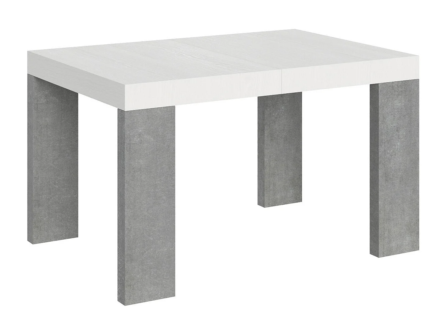 Table rectangulaire extensible blanche et gris béton 130 à 234cm Ribo-Sur roulettes