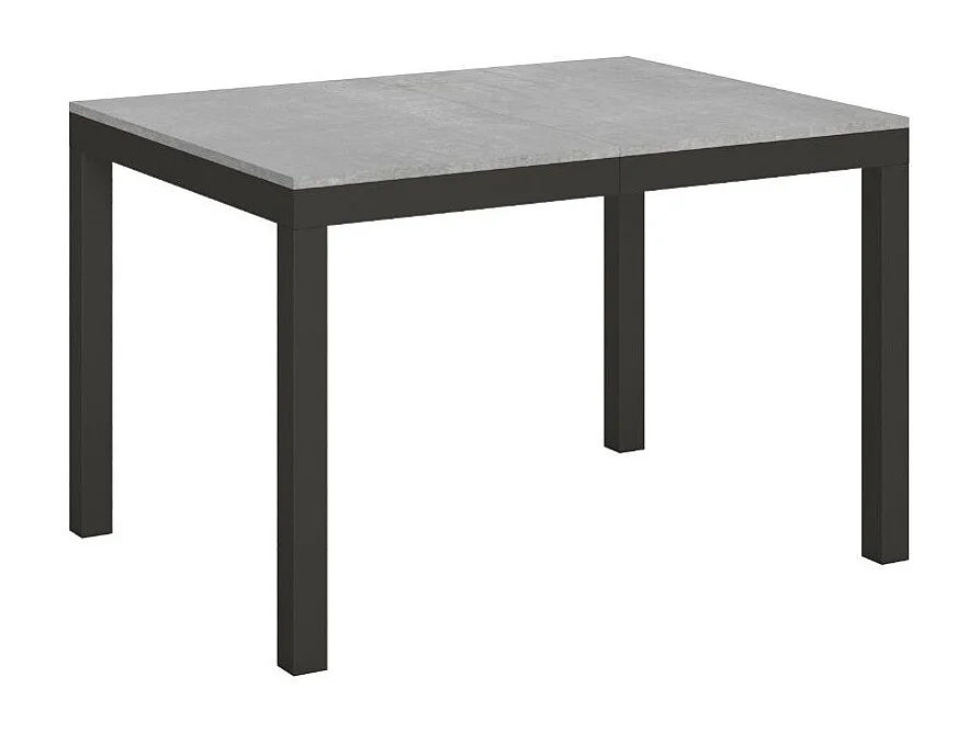 Mesa de comedor extensible Karry evolución-Color Gris cemento-Soporte 2 pies-Ancho extensible