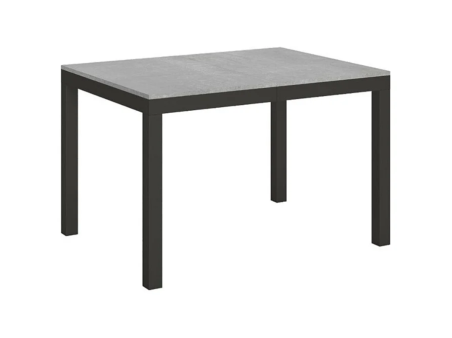Rechthoekige uitschuifbare tafel voor 6 tot 18 personen L 130 tot 390 cm betongrijs en antraciet metaal Evy