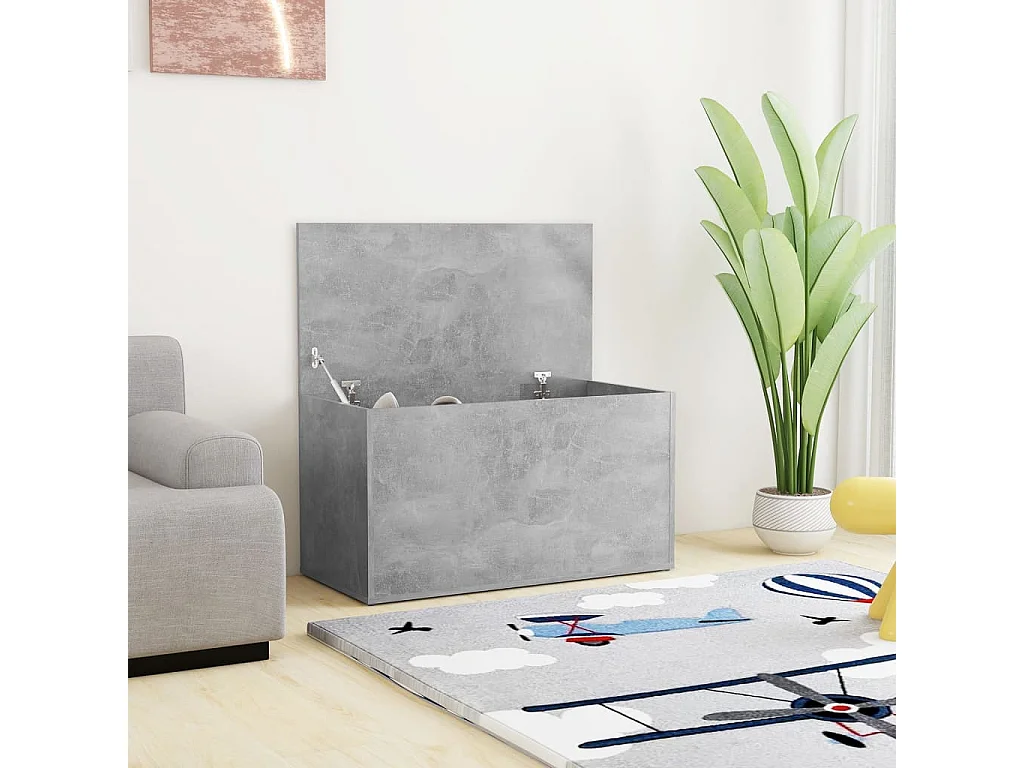 Opbergkist 84x42x46 cm bewerkt hout betongrijs