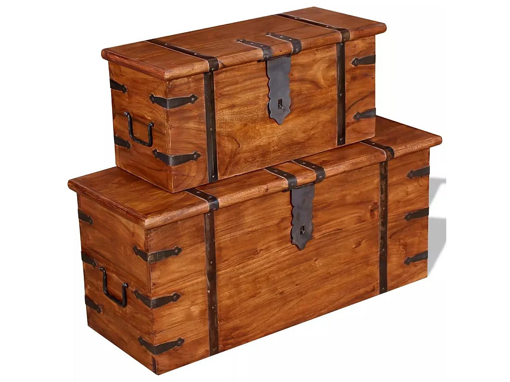 Ensemble de deux coffres de rangement Bois massif
