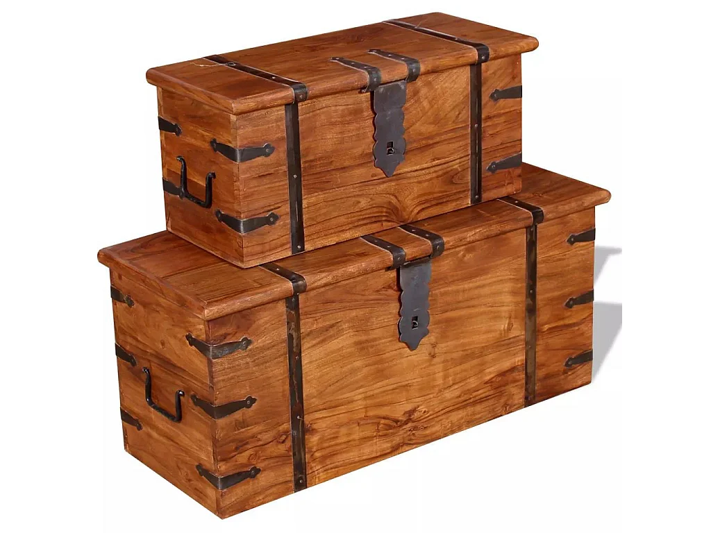 Ensemble de deux coffres de rangement Bois massif