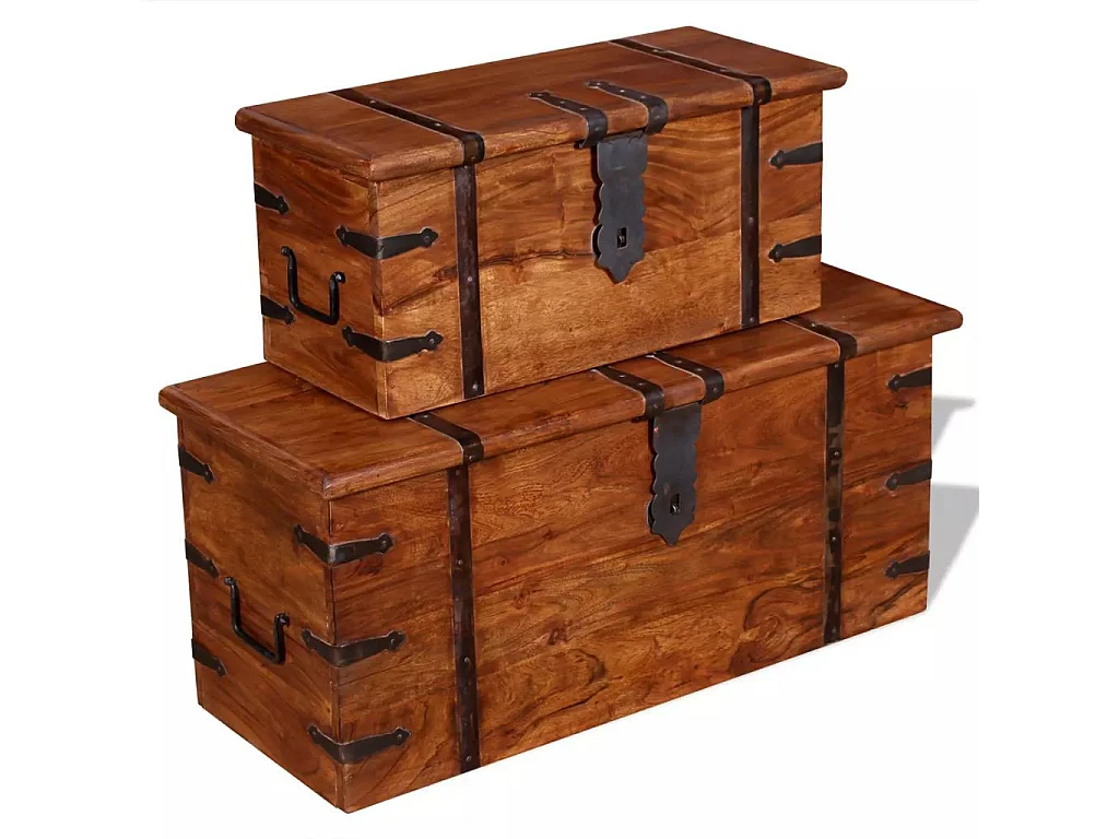 Ensemble de deux coffres de rangement Bois massif