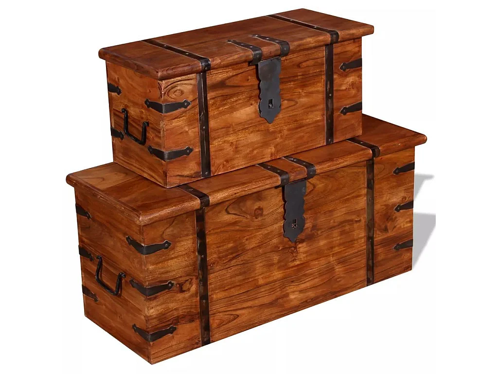 Ensemble de deux coffres de rangement Bois massif