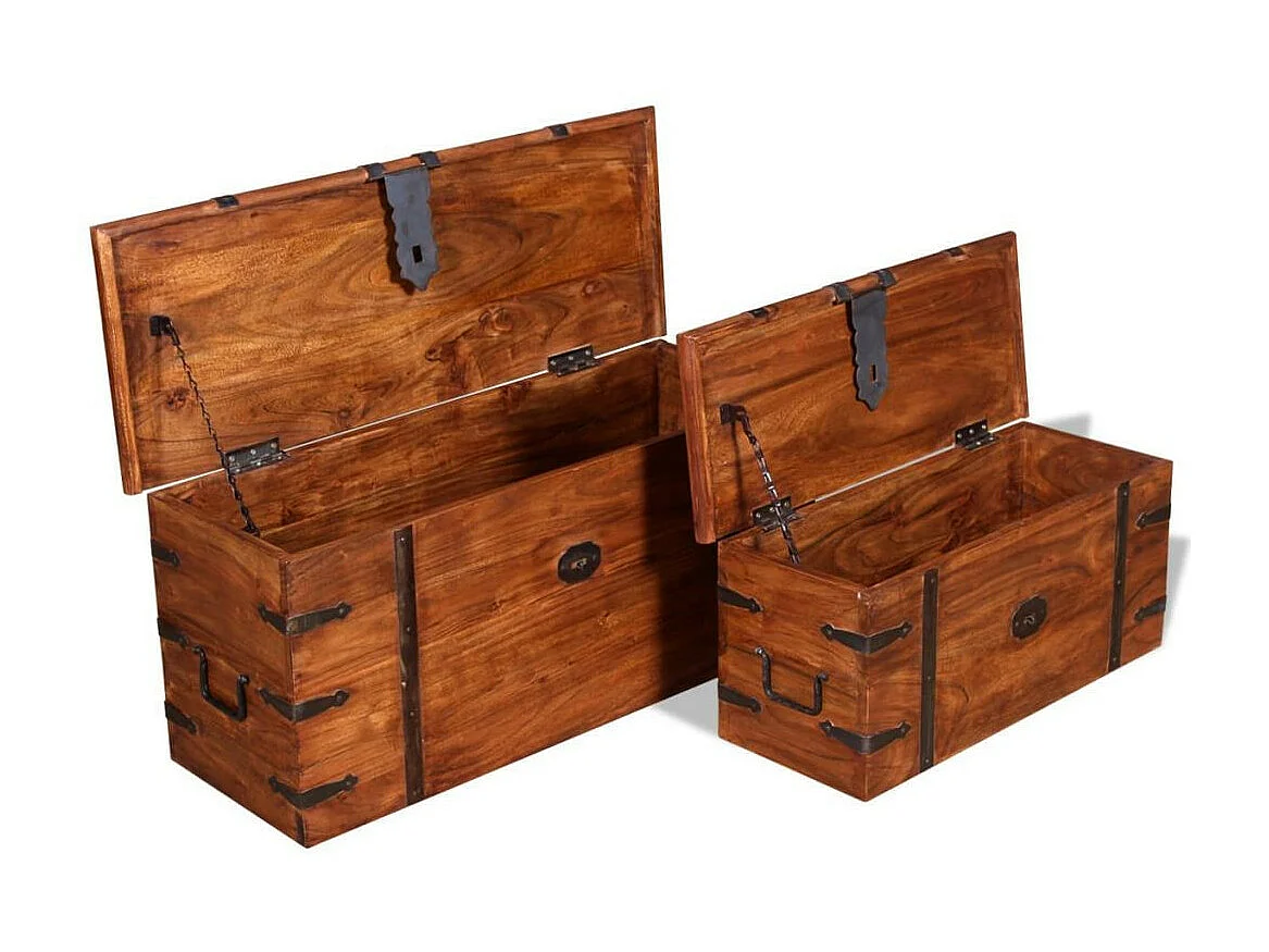 Ensemble de deux coffres de rangement Bois massif